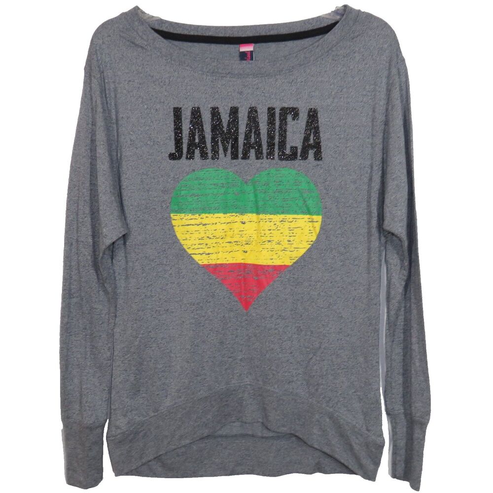 Sun Kissed Island Long Dolman Sleeve Jamaica Heart Lightweight Tee Size Large
